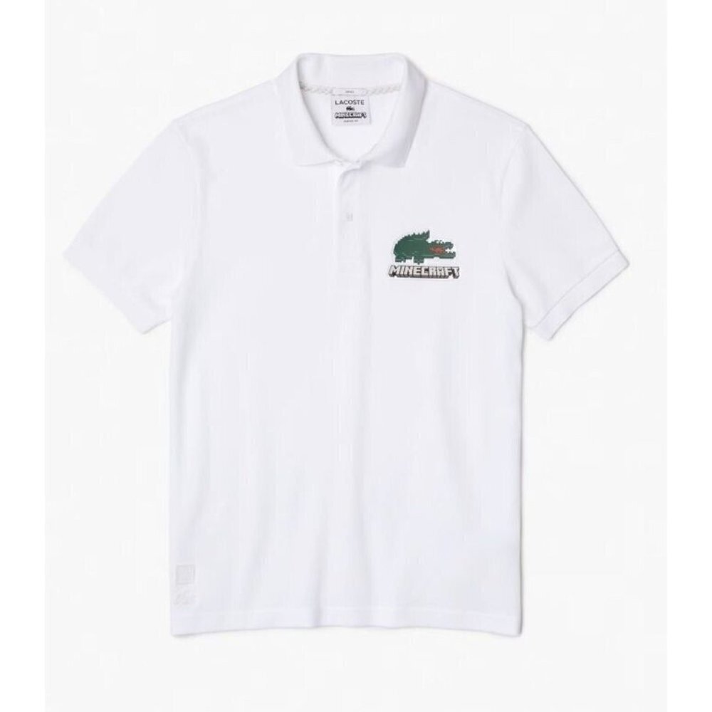 Lacoste Unisex Short Sleeve Minecraft Croc Polo White Shirt Size: 2XL NWT